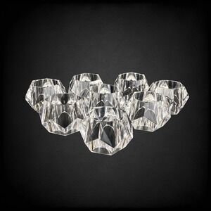 Clear Lucite Napkin Rings Set of 8 Geometric Faceted Acrylic 1980s Table Decor
